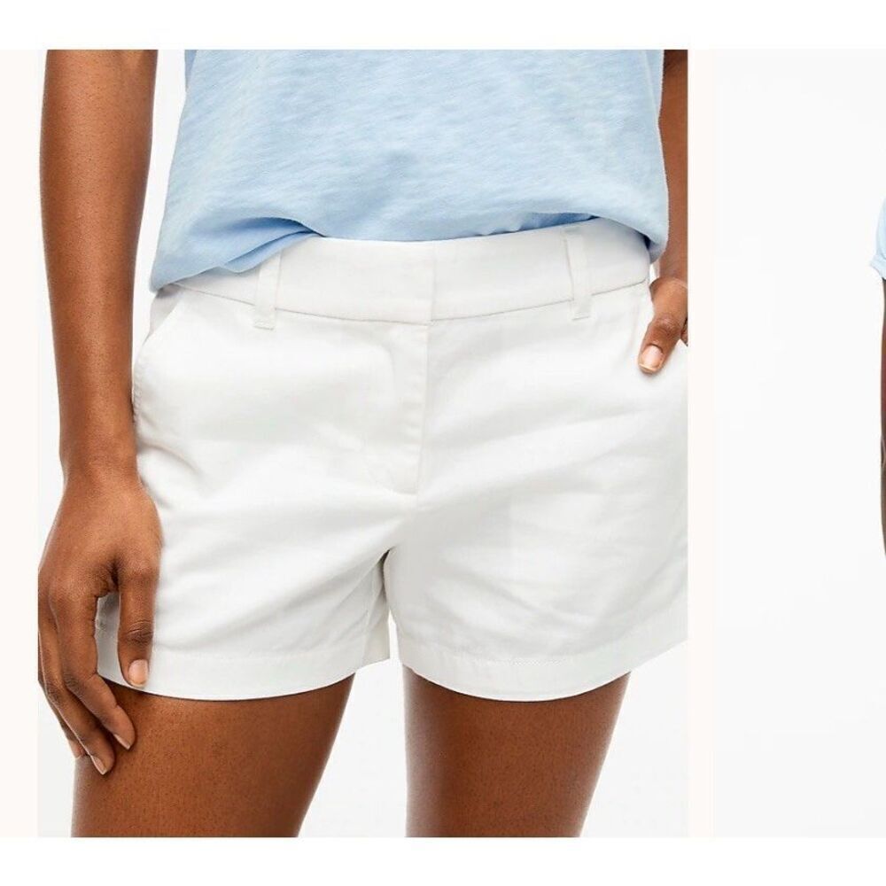 J.CREW Classic Chino Shorts Women 12 Crisp White 3.5" Inseam Cotton H5616